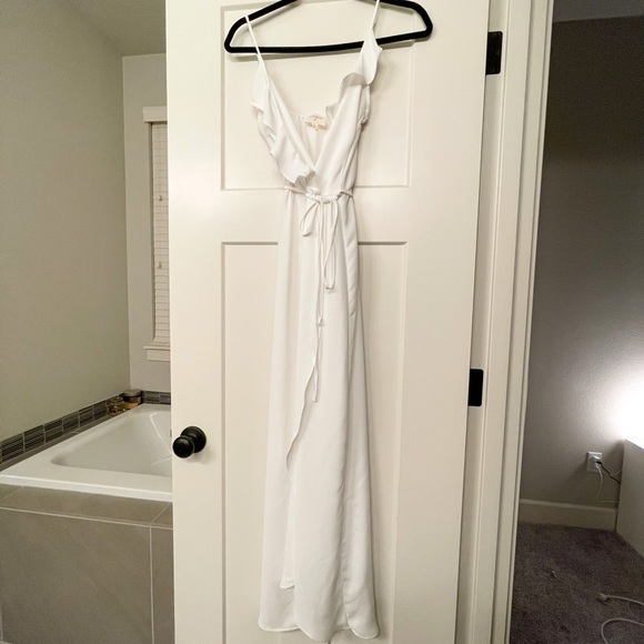 Everly White Ruffle Wrap Maxi Dress - Picture 5 of 7